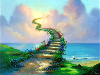 Escalier cieux verdoyant